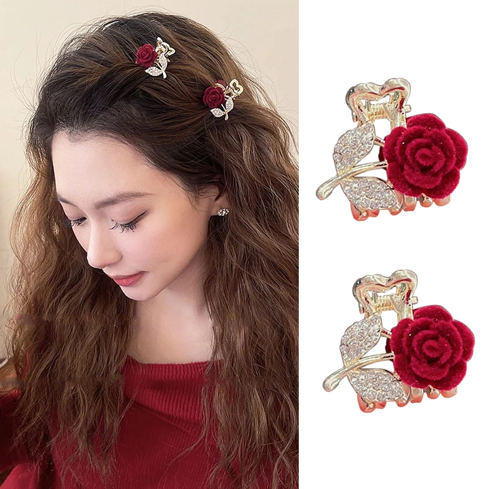 Jewelry Making Adults - 1Pc Luxury Rhinestone Rose Hair Clips