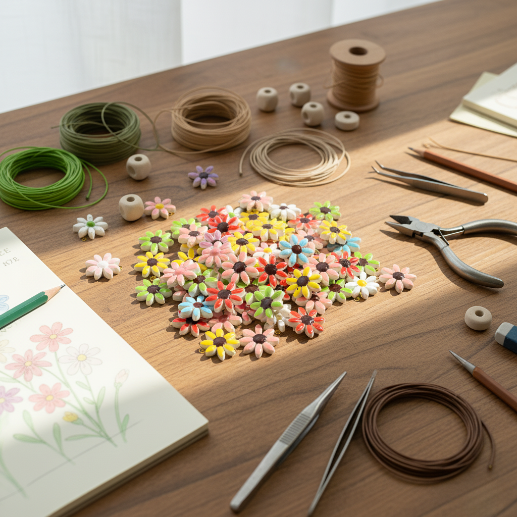 5pcs DIY Ceramic Flower Beads  - Jewelry Making Qc recensione e prezzo